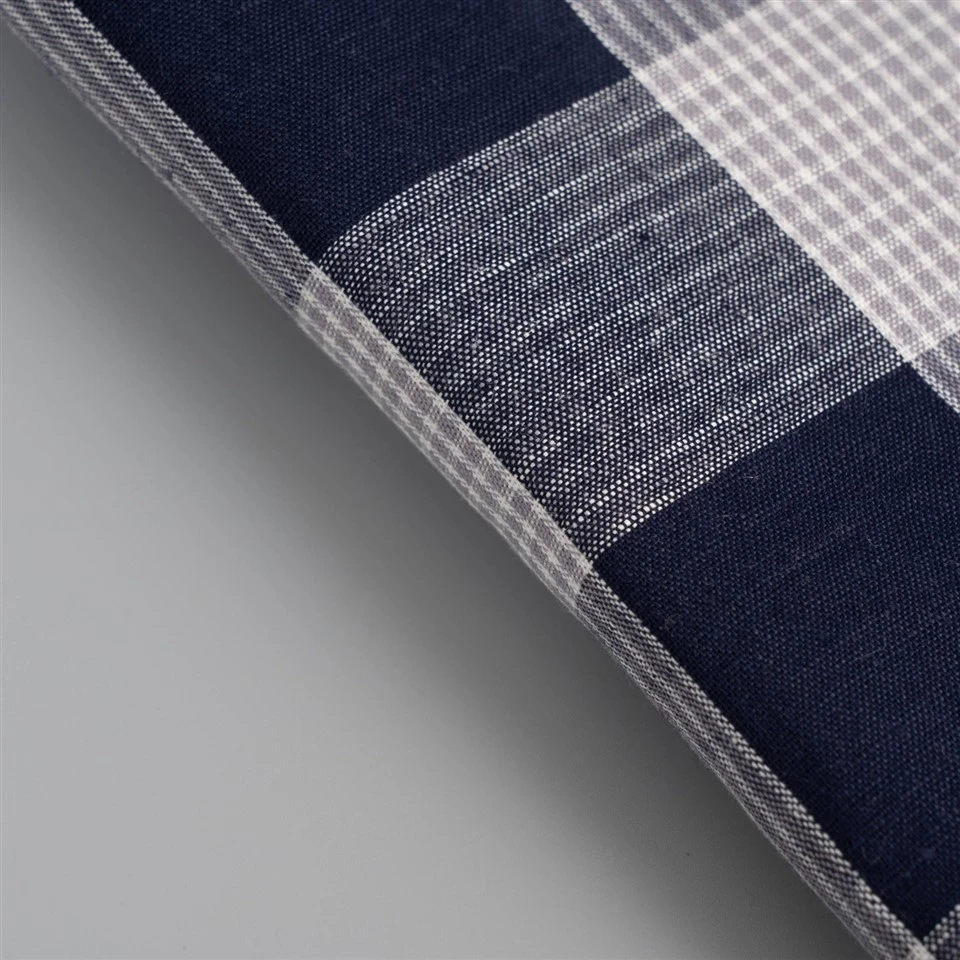 Navy Large Gingham Linen Fabric best