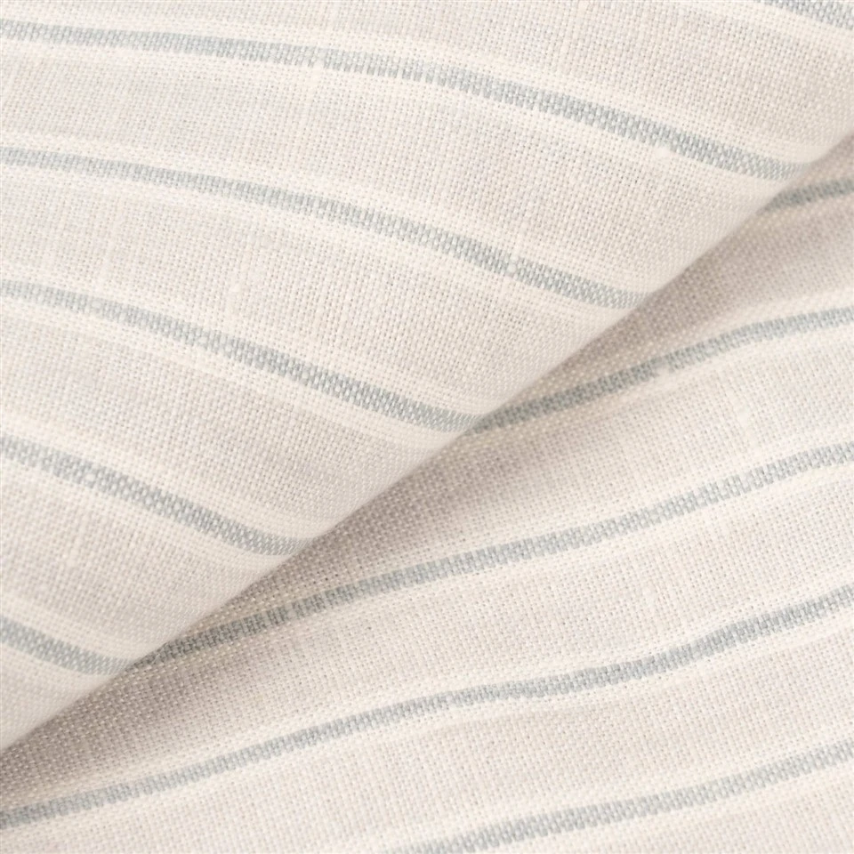 Off White Grey Striped Linen Fabric factory